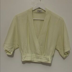 Babaton Light Yellow Wrap Blouse